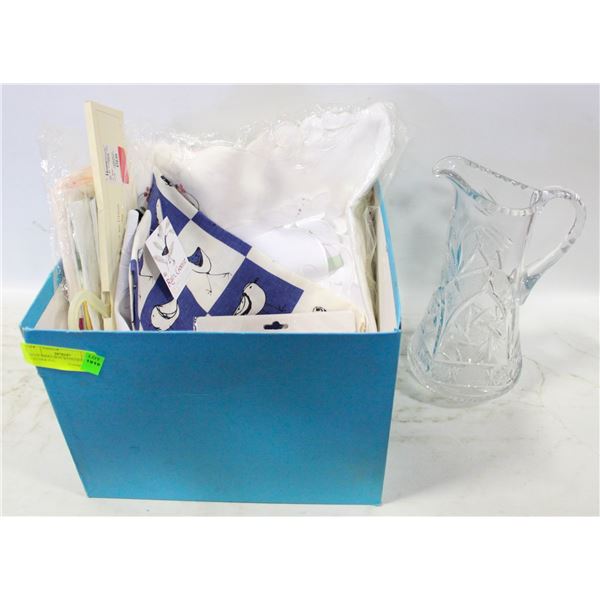BLUE BIRKS BOX (NO LID) WITH CRYSTAL PITCHER/JUG,