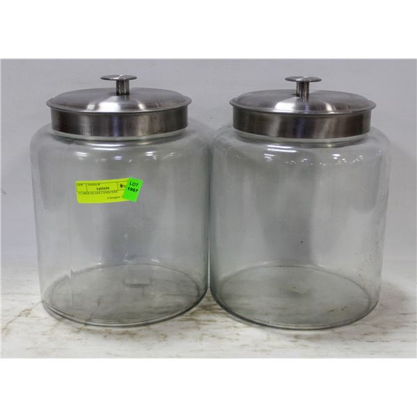 2 LARGE GLASS CANISTERS