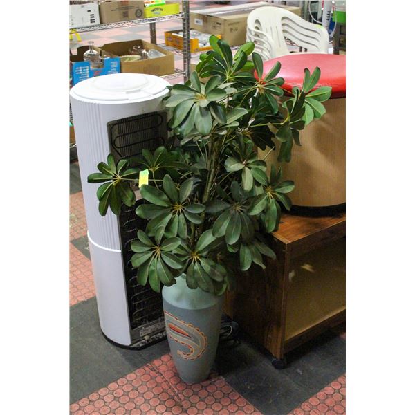 SILK PLANT IN BLUE VASE