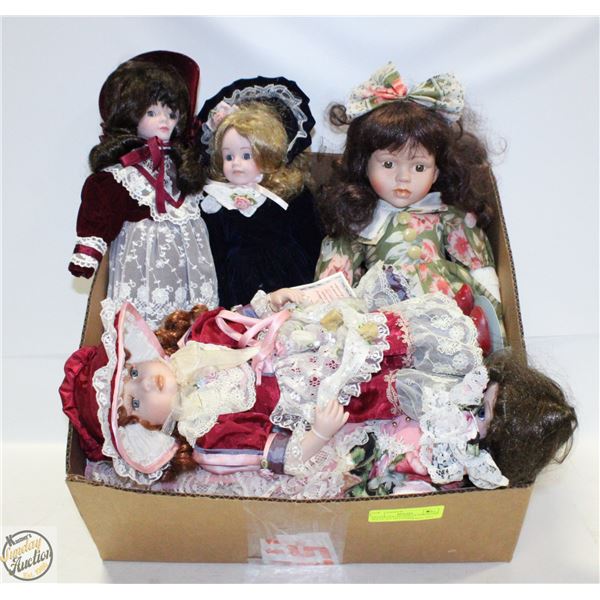 ESTATE COLLECTION OF PORCELAIN DOLLS ALL DIFFERENT