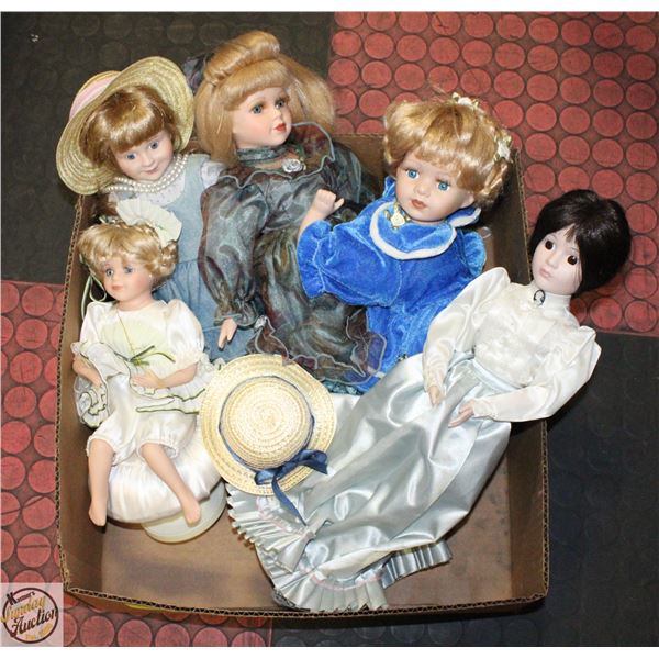ESTATE COLLECTION OF PORCELAIN DOLLS ALL DIFFERENT