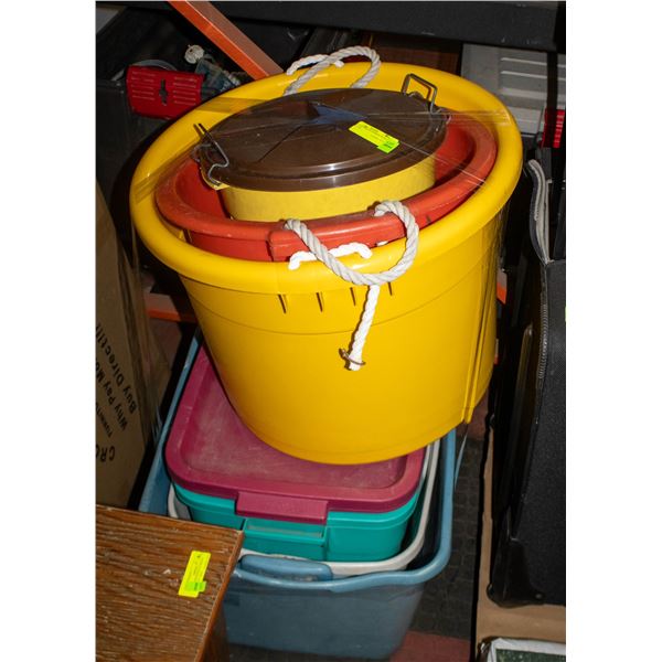 COLLECTION OF STORAGE TOTES, CRATES,