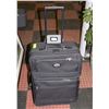 Image 1 : 2 BLACK ROLLING SUITCASES (1 SMALLER ZIPPED