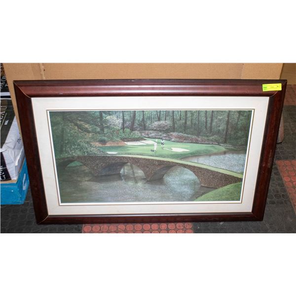 LARGE GOLF SCENE FRAMED PAINTING 27" X 40"