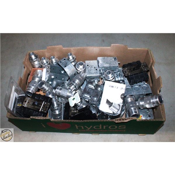 LOT OF ELECTRICAL BREAKERS & BOXES
