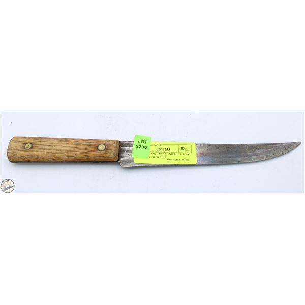 VINTAGE ONTARIO KNIFE CO. USA HICKORY BUTCHER
