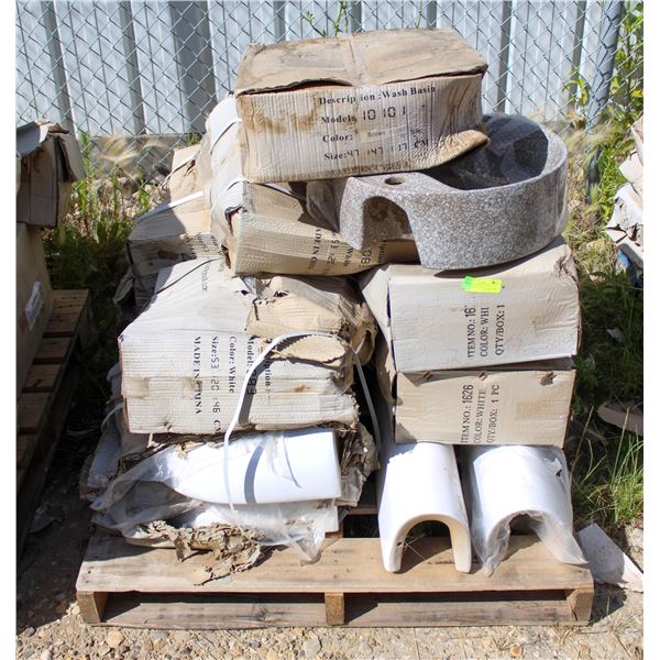 PALLET OF PEDESTAL AND UNDERMOUNT SINKS