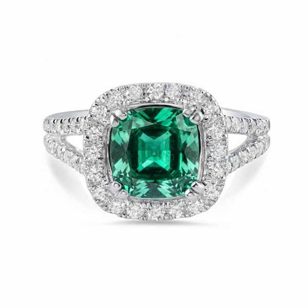 BARANOF JEWELERS: Spectacular Natural Zambian Emerald and Diamond Ring Set in 14K White Gold