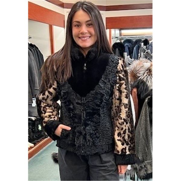 DAVID GREEN MASTER FURRIER: Stunning Ladies Mink and Karakul Lamb Jacket