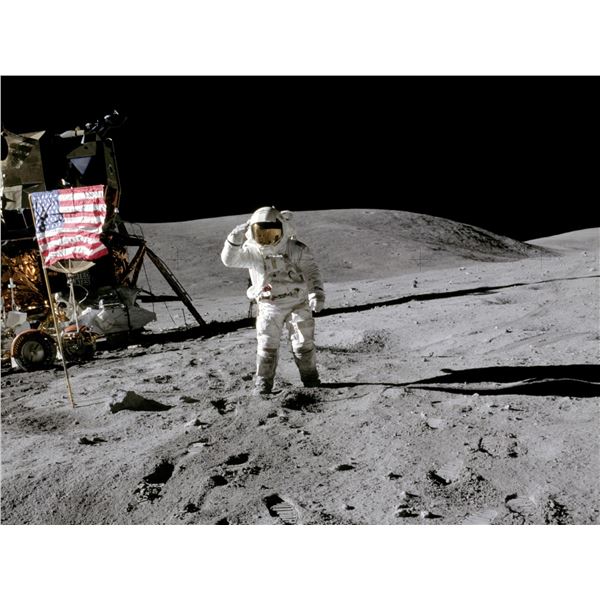 GENERAL CHARLIE DUKE: Lunar Image and Signed Hardcover Copy of "Moonwalker"