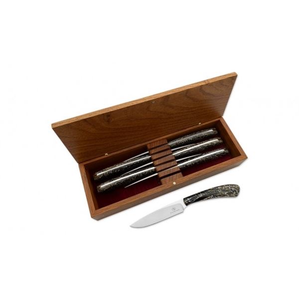 AFRICAN SPORTING: Arno Bernard Cased Set of 6x Kudu Bone Steak Knives