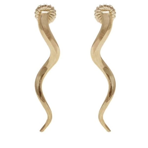KELLY JAY JEWELLERY: Kudu Horn Earrings in Solid Yellow Gold