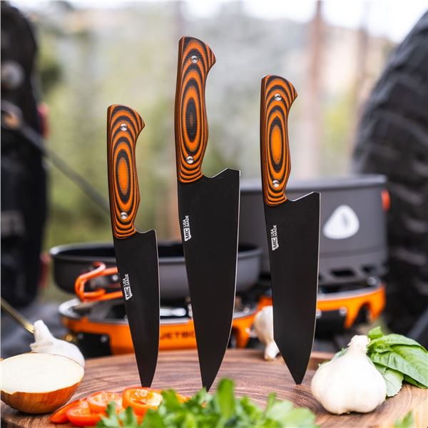 MONTANA KNIFE: Culinary 3-Piece Collection in Orange and Black