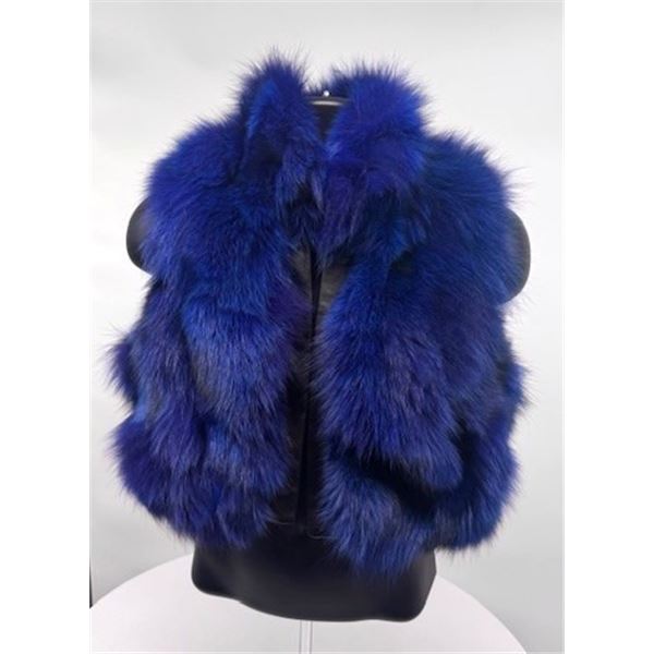 HOLLOWAY FURS: Ladies Electric Blue Fox Fur Vest