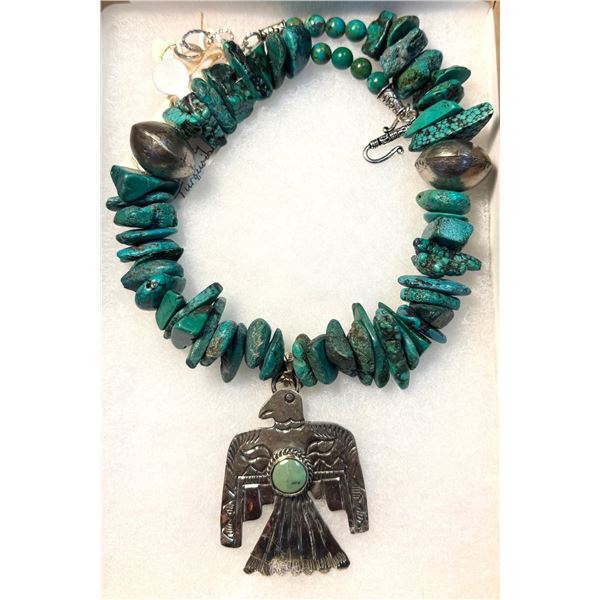 PAM PATTERSON: Betsy Simpson Sterling Silver Pendant with Chunky Turquoise