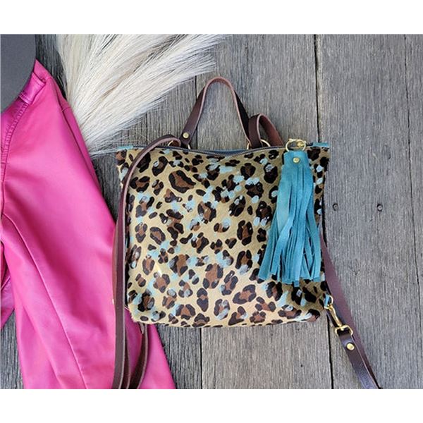 BRENDA HEARD: Blake Backpack in Teal Cheetah Print