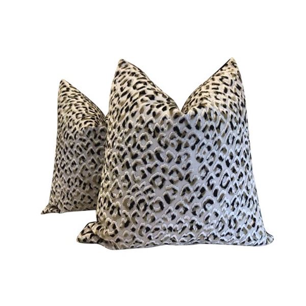 ELYSE PUCKETT: Pair of Cheetah Print Decorative Pillows