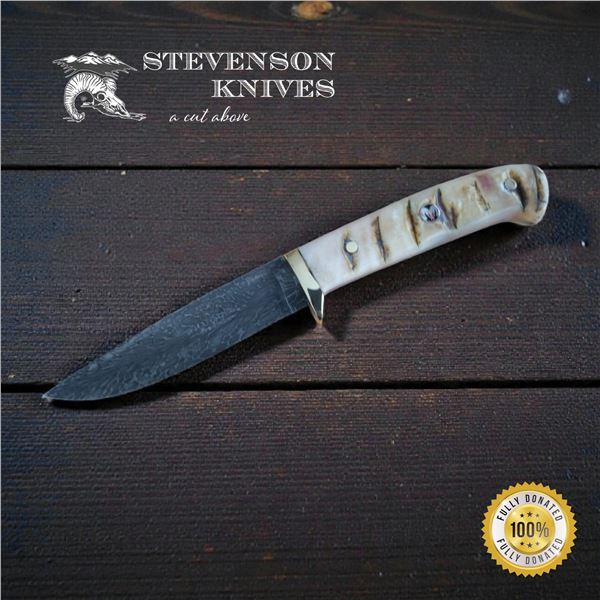 CUSTOM DEVILLE VALKYRIE DEMASCUS BLADE W/SHEEP HORN HANDLE