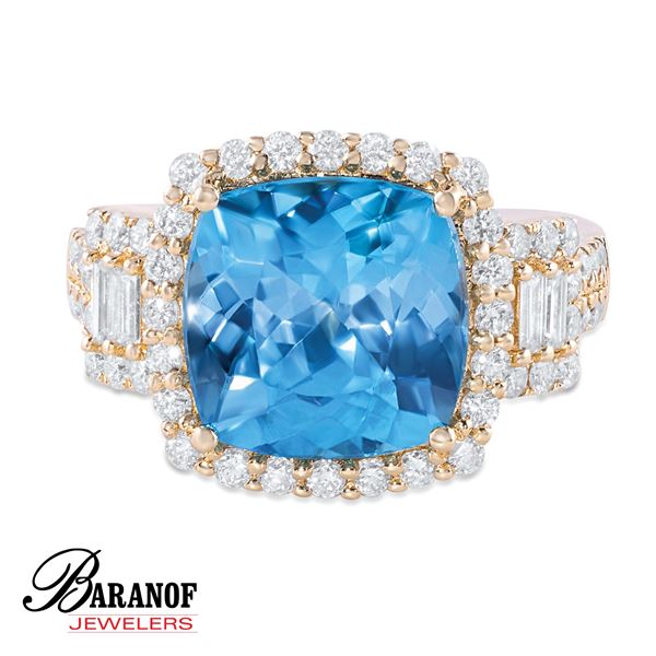 NATURAL BLUE ZIRCON AND DIAMOND RING