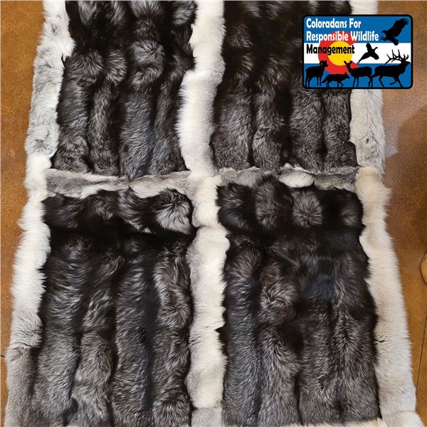 WINTER PRIME SILVER FOX AND ARCTIC MARBLE FOX TRIMMED BLANKET - QUEEN SIZE