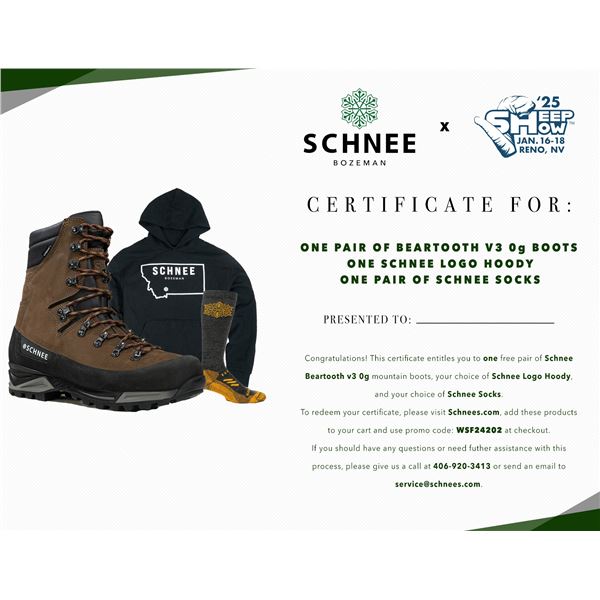 Schnee's Beartooth v3 0g with Schnee's Logo Hoody and Socks