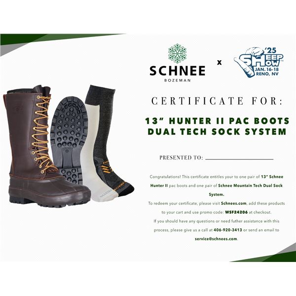 13" Hunter II Pac Boots with Schnee Ducal Tech Sock System