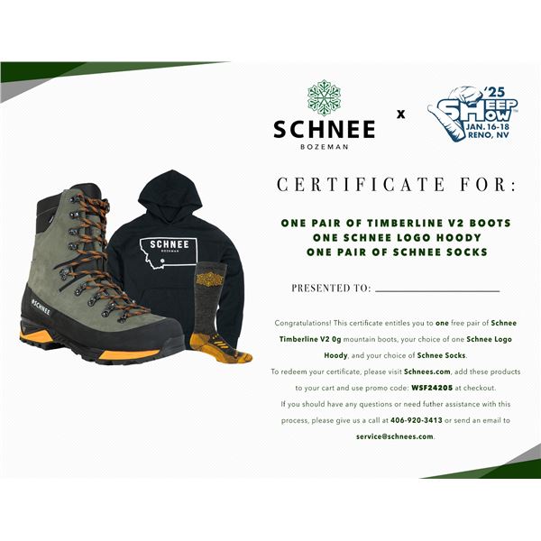 Schnee's Timberline v2 0g with Schnee's Logo Hoody and Socks