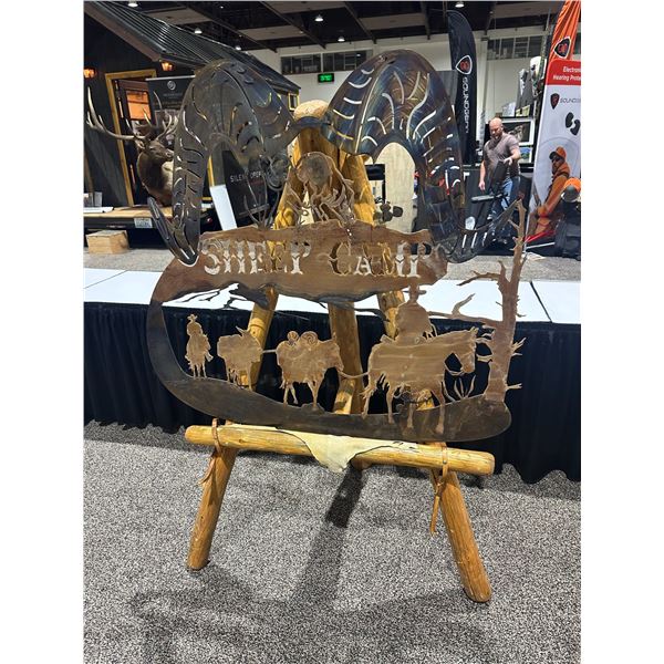 Laser Cut "Sheep Camp" Steel Wall Hanging
