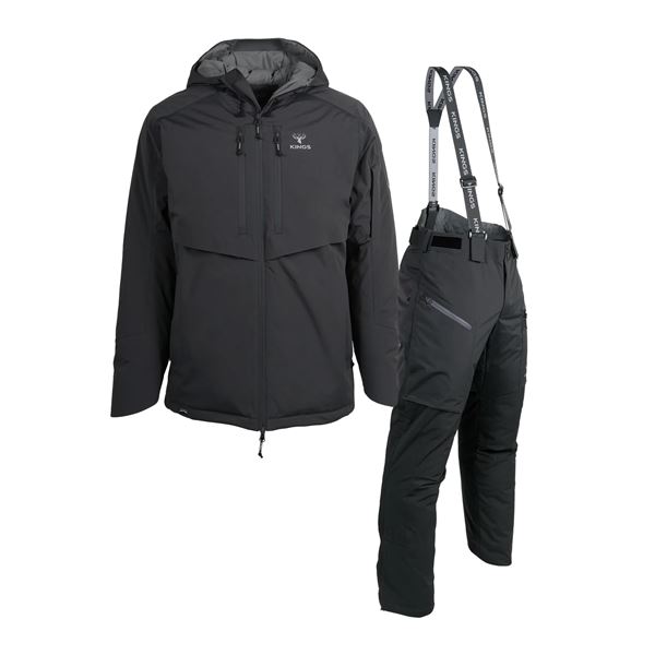 King's Camo Expedition Hard Face Down Jacket & Pant(Charcoal, XL & L).