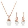 Swarovski Originality Set Crystal Pearl, White, Rose gold-tone plated Hoop Earrings and Pendant