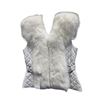Alaska Fur Gallery - Quilted Italian Lamb Leather Vest with Over-Sized Fox Tuxedo Collar