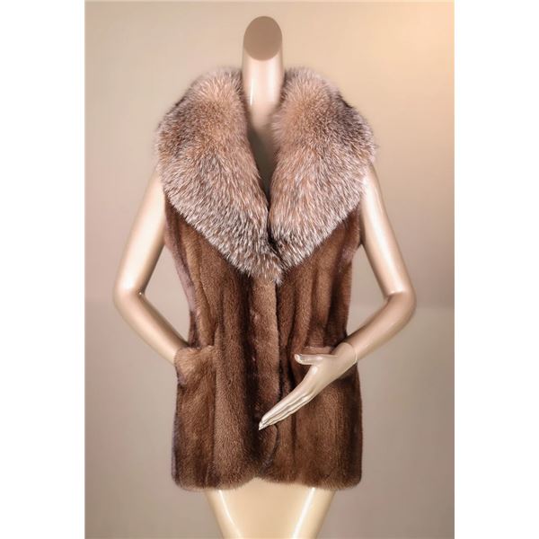 ALASKA FUR GALLERY: Mink Vest With Large Fox Notch Collar