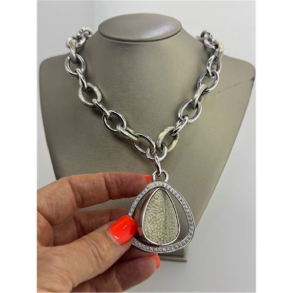 Kelly Mitchell Italian Link Chain with Diamond Encrusted Pendant