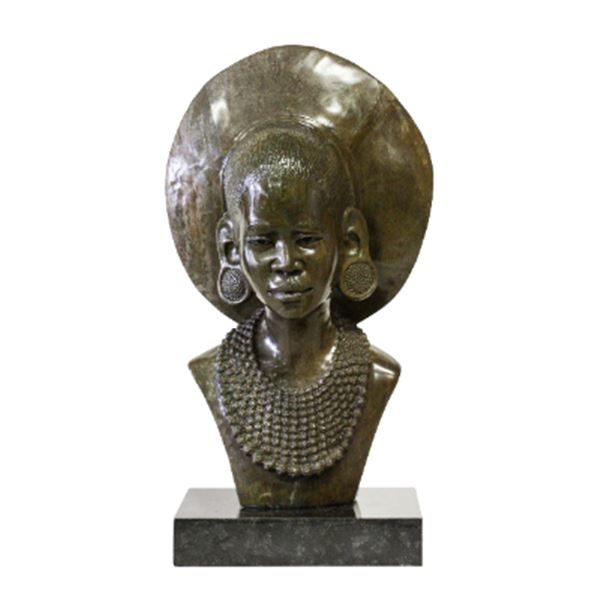 Green Verdite Sculpture titled "Zulu Maiden" by James Tandi
