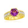 Image 1 : Vivid Purple-Pink Sapphire and Diamond Ring in 18K Yellow Gold