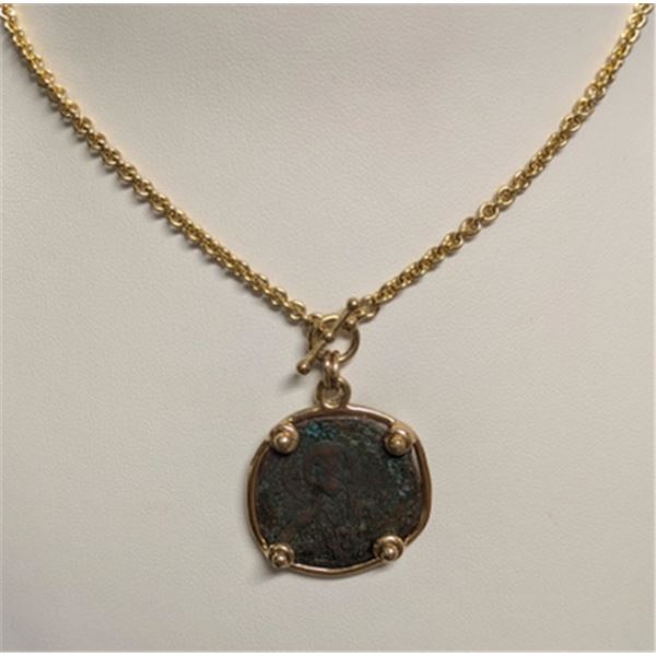Ancient Byzantine Christ Coin beautifully set in 14ct gold