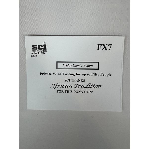 Private Wine Tasting for up to Fifty People