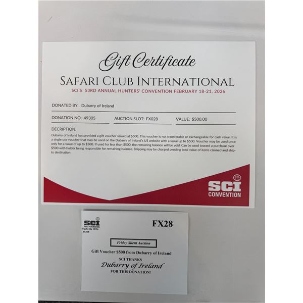 Gift Voucher $500 from Dubarry of Ireland