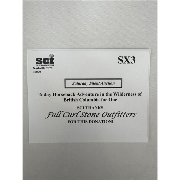 6-day Horseback Adventure in the Wilderness of British Columbia for One *UPDATED DATES in 2027**