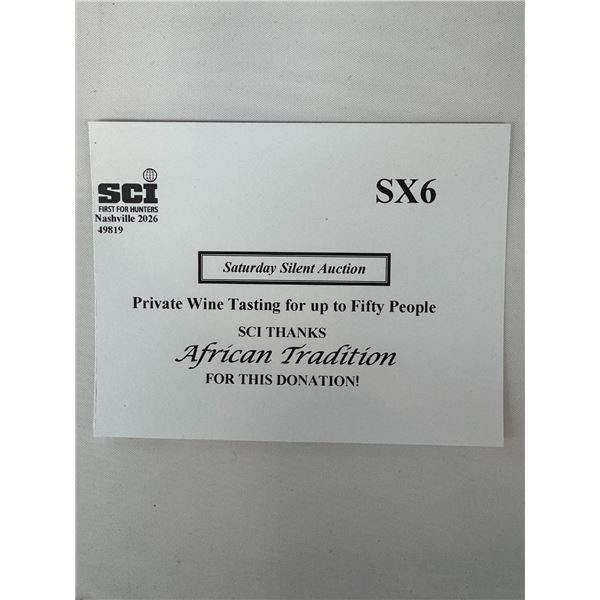 Private Wine Tasting for up to Fifty People