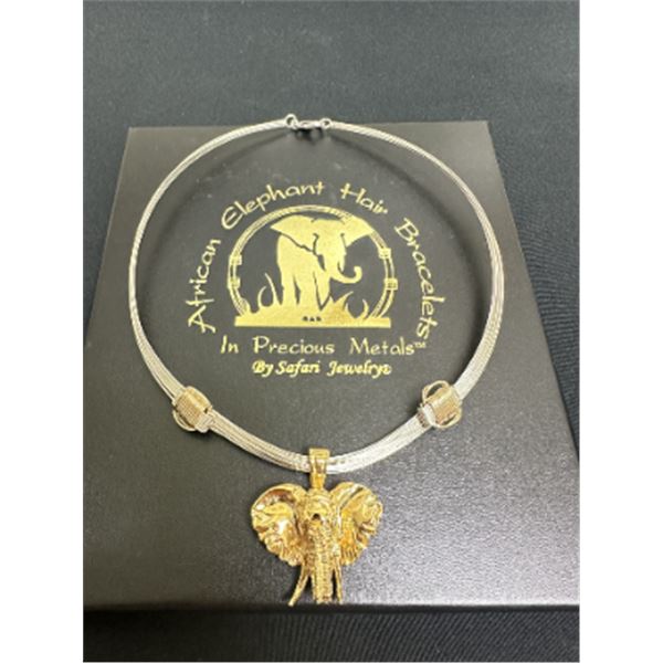 Two-Tone Necklace with Elephant Pendant