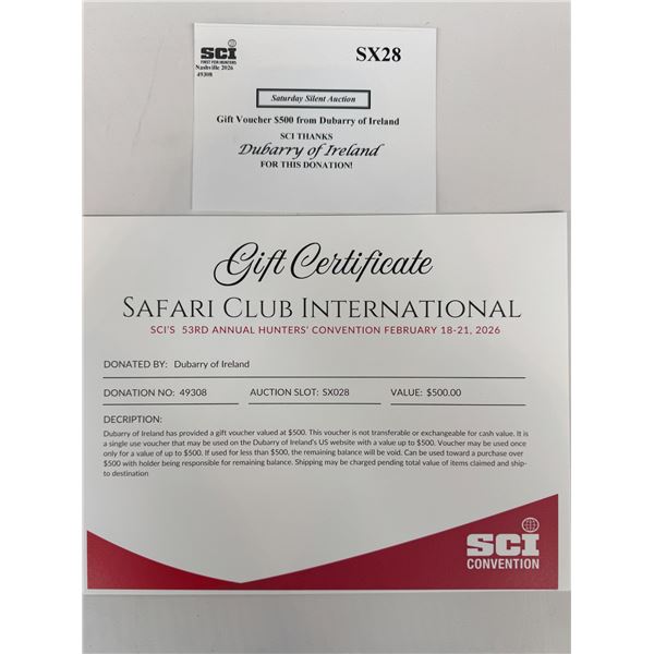 Gift Voucher $500 from Dubarry of Ireland