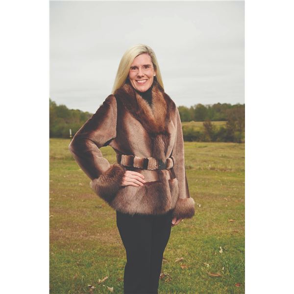 611 #PREM-11 Holloway Furs Belted Sheared Beaver Jacket