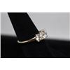 Image 4 : 14K YG Diamond Ring w/One Cut Diamond and 2 Round Cut Diamonds.