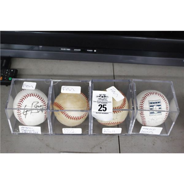 4-Showcase Autographed Baseball Signed Allroy/Cone/Piersall/Baines - 4 X $