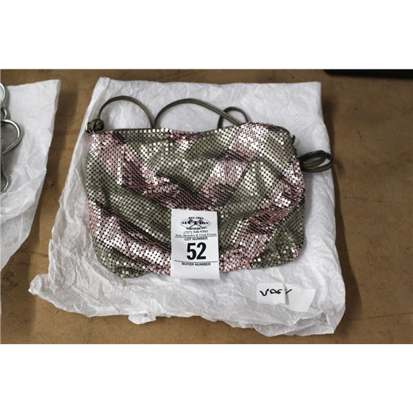 New Whiting Davis Ladies Silver/Pink Clutch