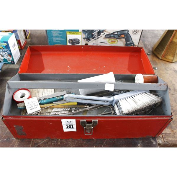 Metal Toolbox w/Pipe Wrench and Asst. Tools