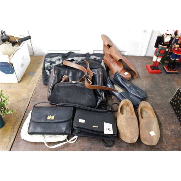 Ladies Purses, Boots, Wooden Clogs, Mouse Bag