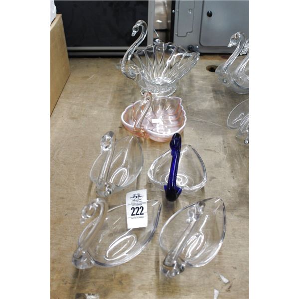 Art Glass Swan Bowls - 6