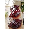 Image 1 : Red Art Glass Swan Bowls - 9
